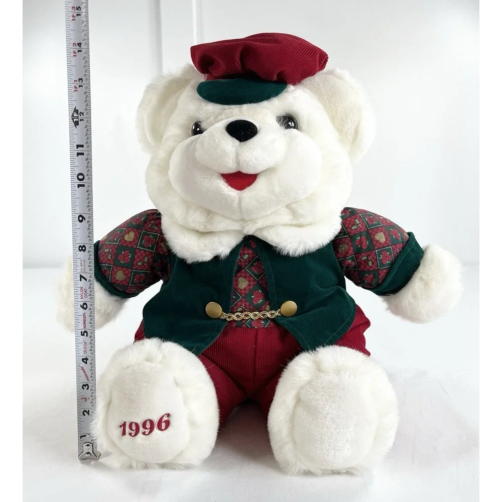 Vtg‎ 1996 MTY International Papa Teddy Bear Plush Christmas Green Vest Hat 20